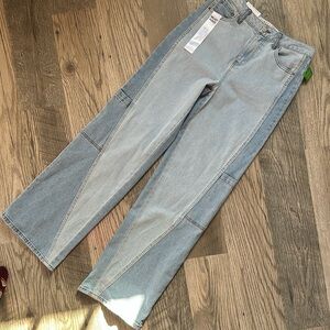 Tinseltown NWT twisted‎ seam wide leg jeans indigo color block juniors si…